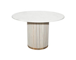 DKD Home Decor Mesa Redonda de Comedor en Mango y Mármol