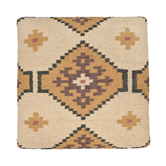 DKD Home Decor Reposapiés Kilim de Lana y Algodón Mostaza y Beige