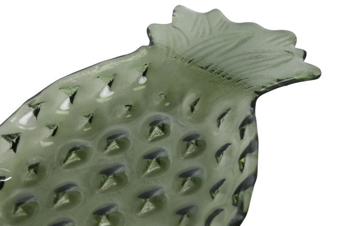 DKD Home Decor Centro de Mesa de Cristal Piña Verde 20x15x1,5 cm
