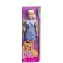Mattel Barbie Fashionista con vestido de lazo azul y coleta rubia