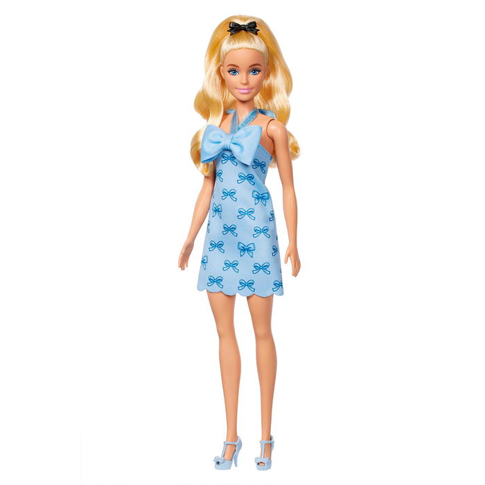 Barbie HYT93 Muñeca Fashionista Vestido Lazo Azul