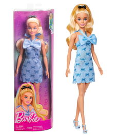 Barbie HYT93 Muñeca Fashionista Vestido Lazo Azul