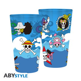 Abystyle Vaso Grande One Piece 400 ml de Vidrio con Diseño de Calaveras - Merchandising Oficial de Anime