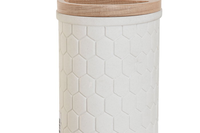 DKD Home Decor Vaso de Resina y Bambú Blanco DKD Home Decor Vaso de Resina y Bambú Blanco