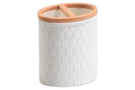 DKD Home Decor Vaso de Resina y Bambú Blanco