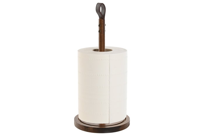 DKD Home Decor Portarrollos de Acacia y PU Natural