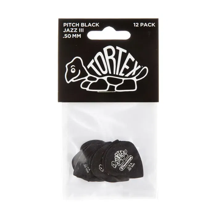 Dunlop 72 Púas Tortex III Pitch Black Jazz - 0,50 Mm