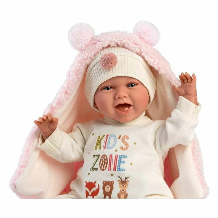 Llorens Muñeco recién nacido Mimi Sonrisas con peto, chupete y cojín Reno 40 cm Llorens Muñeco recién nacido Mimi Sonrisas con peto, chupete y cojín Reno 40 cm