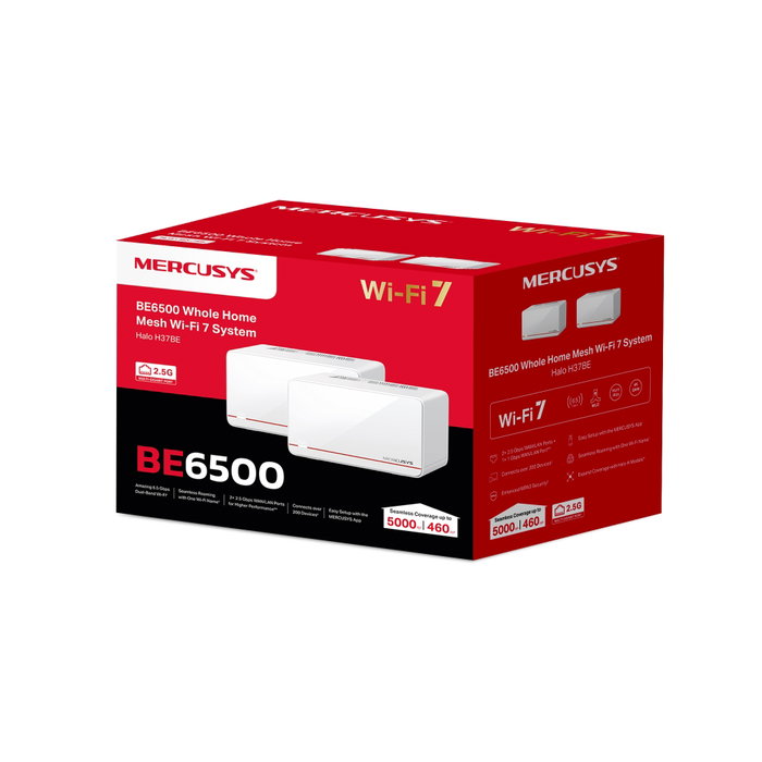 Mercusys Halo H37BE Wi-Fi 7 BE6500 Mesh 2-Pack Mercusys Halo H37BE Wi-Fi 7 BE6500 Mesh 2-Pack