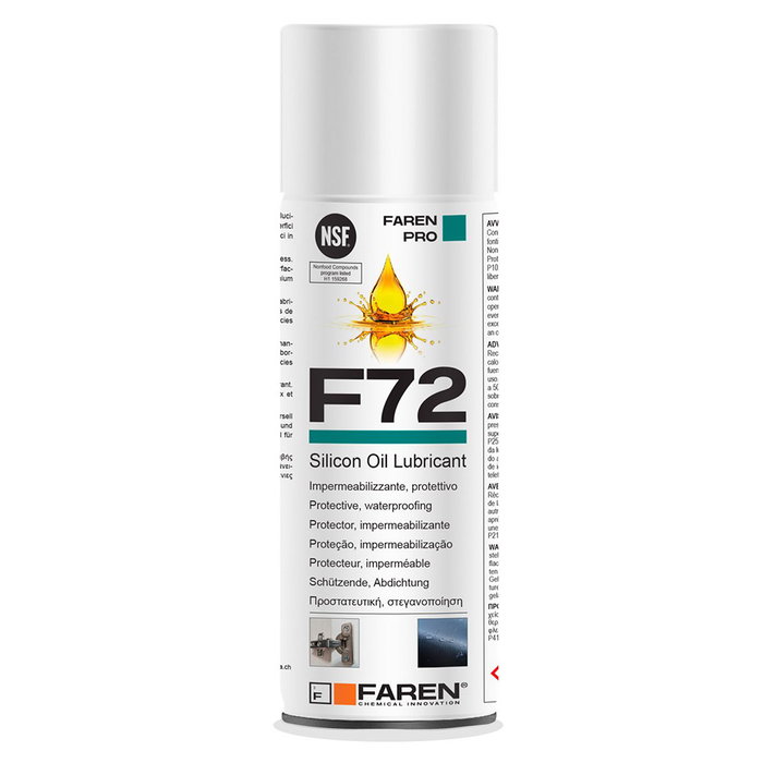 Faren Aceite de silicona lubricante y protector F72, 400 ml, aerosol, antioxidante, NSF Faren Aceite de silicona lubricante y protector F72, 400 ml, aerosol, antioxidante, NSF