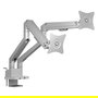 ICY BOX IB-MS524-T Soporte para 2 Monitores hasta 32" (81cm) con Brazo de Gas, Montaje Pinza/Atornillado, Ajuste Inclinación/Giro, Color Gris/Plata