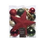 Decoris Adornos para Árbol de Navidad, 33 Piezas, Verde, Dorado y Rojo