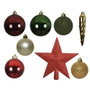 Decoris Adornos para Árbol de Navidad, 33 Piezas, Verde, Dorado y Rojo