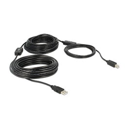 DeLOCK Cable USB 2.0 de 20 m, Tipo-A a Tipo-B, Negro