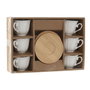 DKD Home Decor Set de Café de 6 Piezas de Porcelana y Bambú Blanco