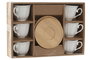 DKD Home Decor Tazas de Porcelana y Bambú Blancas 6.8 x 5.5 x 8.3 cm Set de 6 Piezas Capacidad 90ml