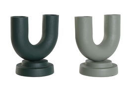 DKD Home Decor Jarrón Urban Verde Jade y Verde Musgo Rugoso Aluminio 13 x 19 x 18 cm (2 Unidades)