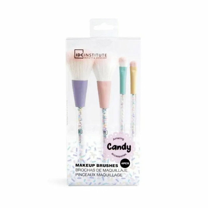 Idc Institute Set de Brochas de Maquillaje para Rostro y Ojos, 4 Piezas, Ideal para Bases, Correctores, Sombras y Detalles