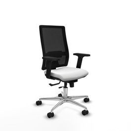 PIQUERAS Y CRESPO Silla de oficina Horna con mecanismo Sincro/Traslack, Tela Blanca y Malla Negra