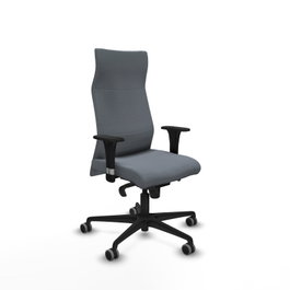 PIQUERAS Y CRESPO Sillón Albacete con mecanismo Sincro, Tela Gris, Base Nailon Negra