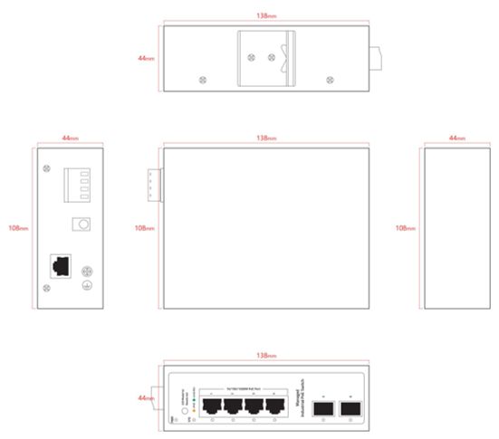 Ernitec Switch PoE Gestionado Industrial de 6 Puertos Gigabit: 4*1Gbps PoE + 2*1Gbps SFP, PoE 120W, Grado Industrial