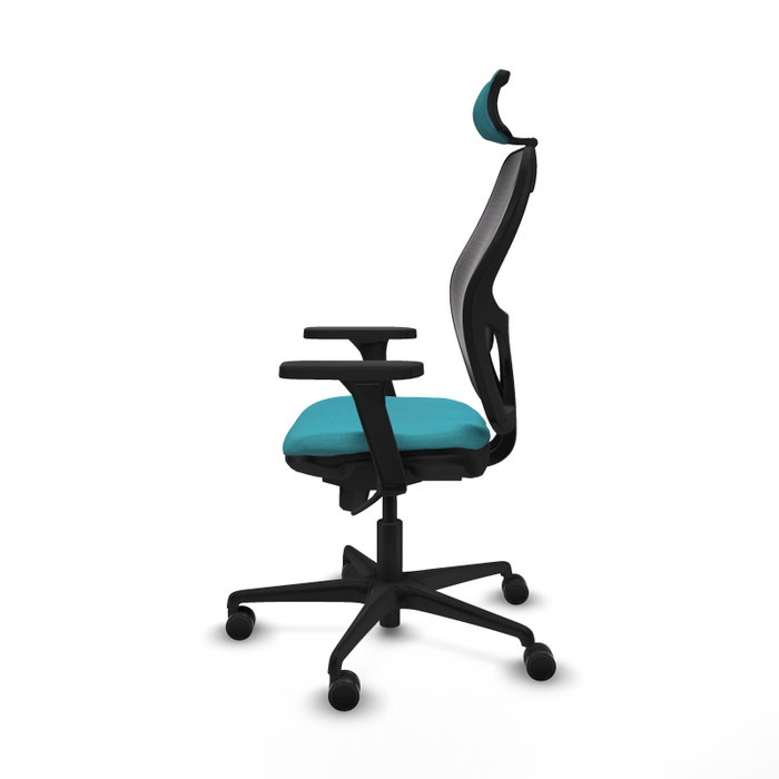 PIQUERAS Y CRESPO Silla de oficina Jorquera con mecanismo Sincro, Tela Turquesa y Malla Negra PIQUERAS Y CRESPO Silla de oficina Jorquera con mecanismo Sincro, Tela Turquesa y Malla Negra