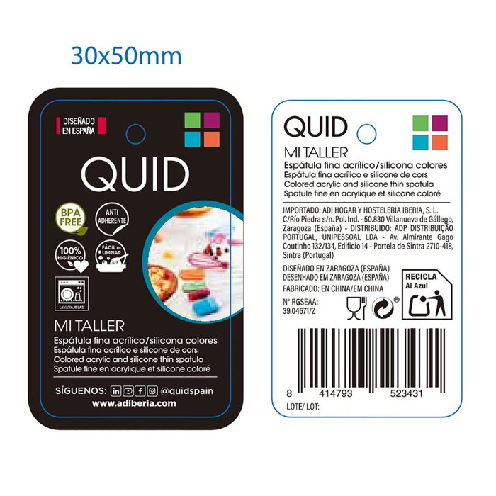 Espátula Fina Silicona Mi Taller Quid 23x4x2 cm (16 Unidades)