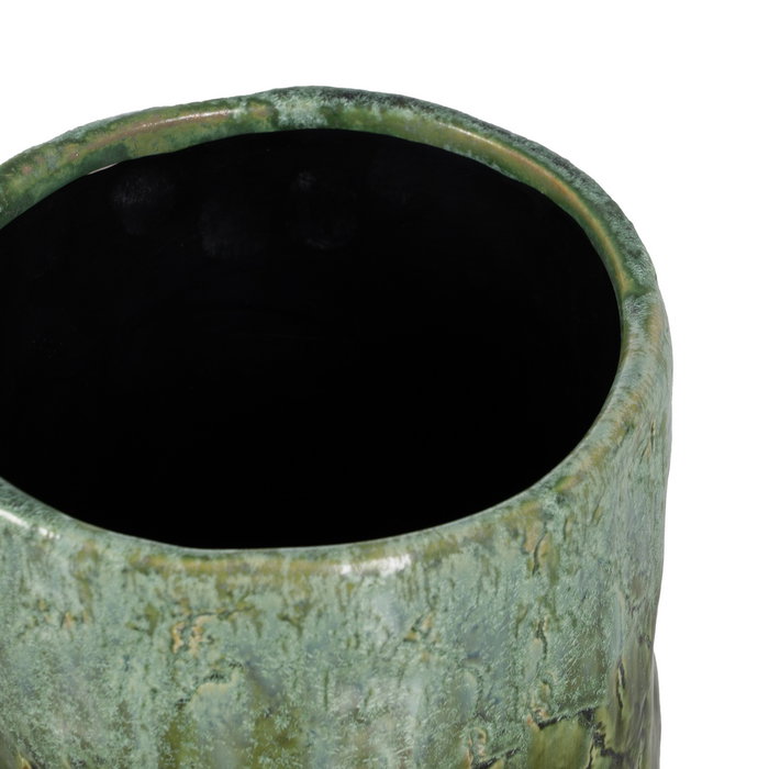 Jarrón Verde Cerámica Decoración 17,50 X 17,50 X 33 cm