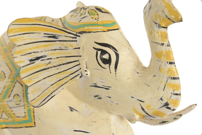 DKD Home Decor Figura de Elefante de Metal Blanco y Verde 22x11x22 cm