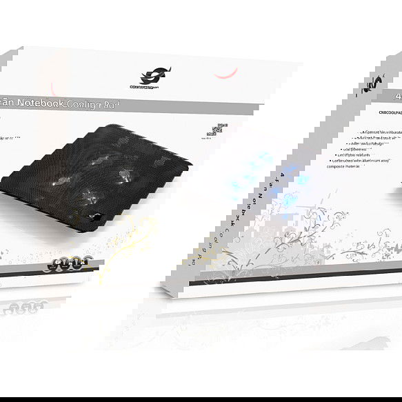 Conceptronic Refrigerador Portátil 4 Ventiladores USB 2.0 Negro Aluminio 15.6"