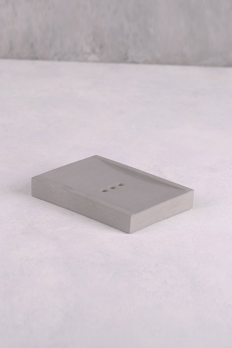 Aberto Design Jabonera de Hormigón Gris para Baño Moderno y Elegante, 11x8 cm