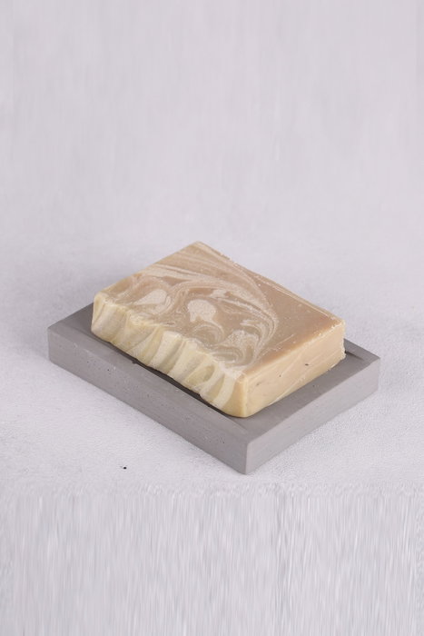 Aberto Design Jabonera de Hormigón Gris para Baño Moderno y Elegante, 11x8 cm