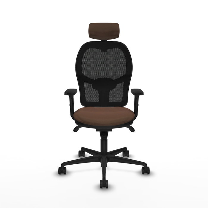 PIQUERAS Y CRESPO Silla de oficina Jorquera con mecanismo Sincro, Tela Marrón y Malla Negra PIQUERAS Y CRESPO Silla de oficina Jorquera con mecanismo Sincro, Tela Marrón y Malla Negra