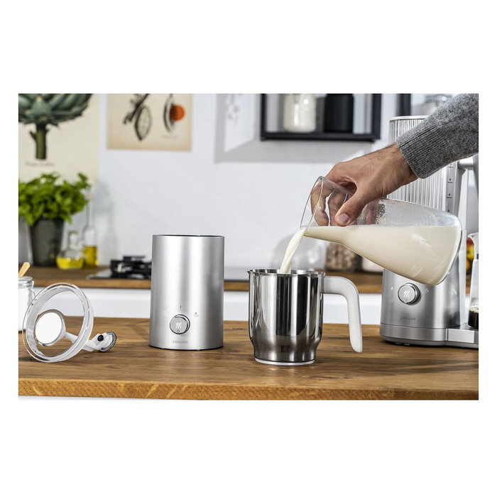 ZWILLING Enfinigy Milchschumer Calentador y Espumador de Leche Automático 400 ml, Acero Inoxidable, Plata, 600 W