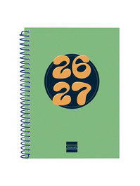 FINOCAM Agenda Escolar Cool 2026-27 Espiral Tapa Extra Dura Verde