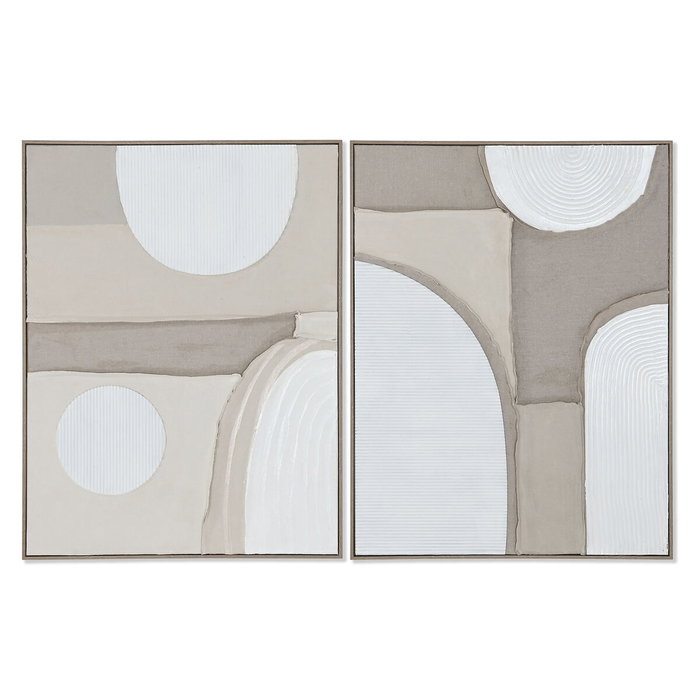 DKD Home Decor Set de 2 Cuadros Abstractos de Yute Beige y Blanco 62x82 cm DKD Home Decor Set de 2 Cuadros Abstractos de Yute Beige y Blanco 62x82 cm