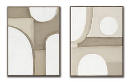 DKD Home Decor Set de 2 Cuadros Abstractos de Yute Beige y Blanco 62x82 cm