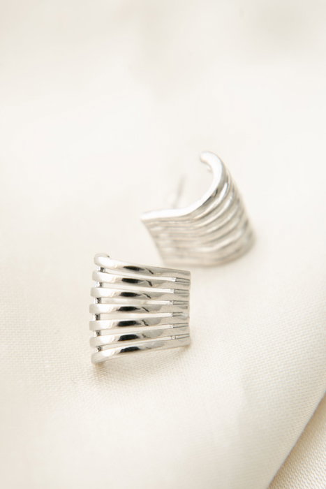 Heliophilia Silver Pendientes de Metal con Circones, Elegantes y Antialérgicos, Color Plata, 3.6 cm x 2 cm