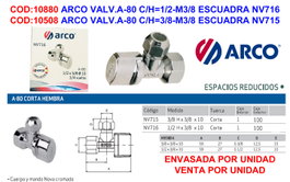 ARCO Válvula Llave Escuadra Colect A-80 C/H 1/2-M3/8 NV716