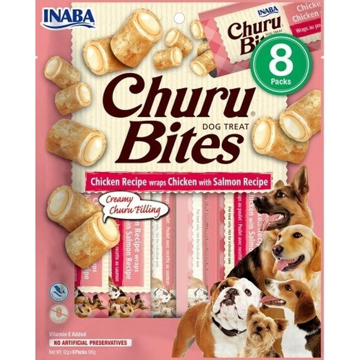 CHURU VET CHURU DOG BITES Receta de Pollo con Salmón, 8 Sticks