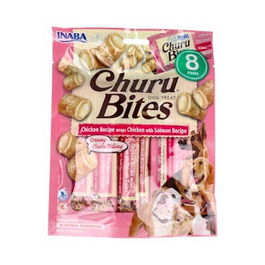 CHURU VET Churu Dog Bites Receta de Pollo con Salmón, 1 Bolsa con 8 Sticks
