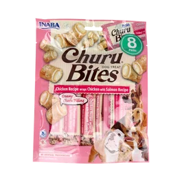 CHURU VET Dog Bites Receta De Pollo Con Salmon 1 Bolsa De 8 Sticks