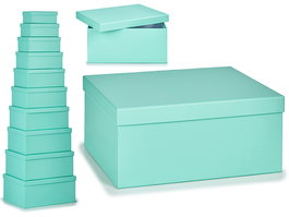 PINCELLO Set 10 Cajas de Cartón Azul Pastel 37 x 29 x 17 cm (Set de 2)