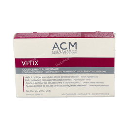 ACM LABORATOIRES Vitix 30 Comprimidos con Extracto de Melón, Vitaminas C, E, B9, B12 y Minerales para Protección Celular