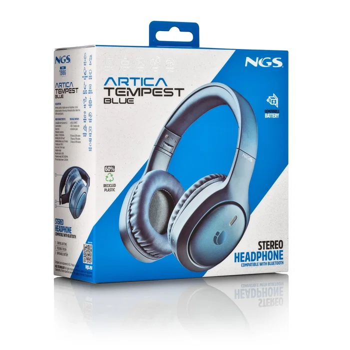 NGS Artica Tempest Auriculares Inalámbricos Plegables Azules