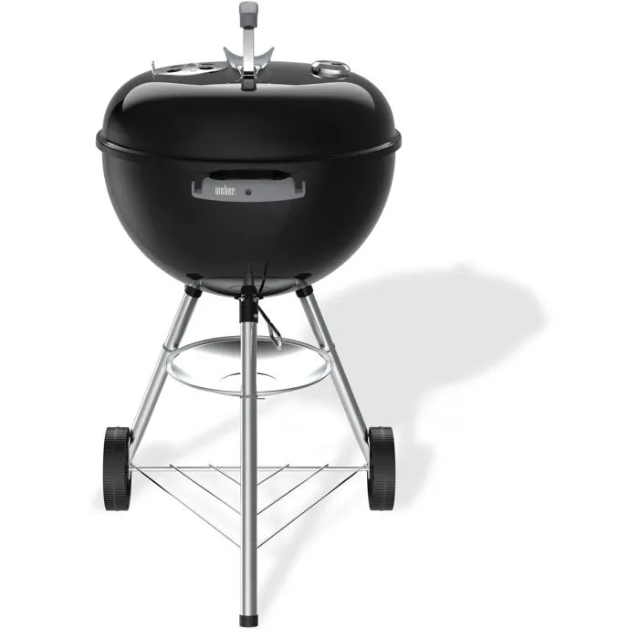 Weber Original Kettle 1502192 - Barbacoa de Carbón 47 cm, Termómetro Incorporado, Acero Esmaltado Negro, Para 6 Personas