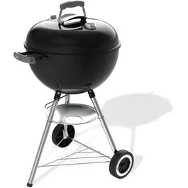 Weber Original Kettle 1502192 - Barbacoa de Carbón 47 cm, Termómetro Incorporado, Acero Esmaltado Negro, Para 6 Personas