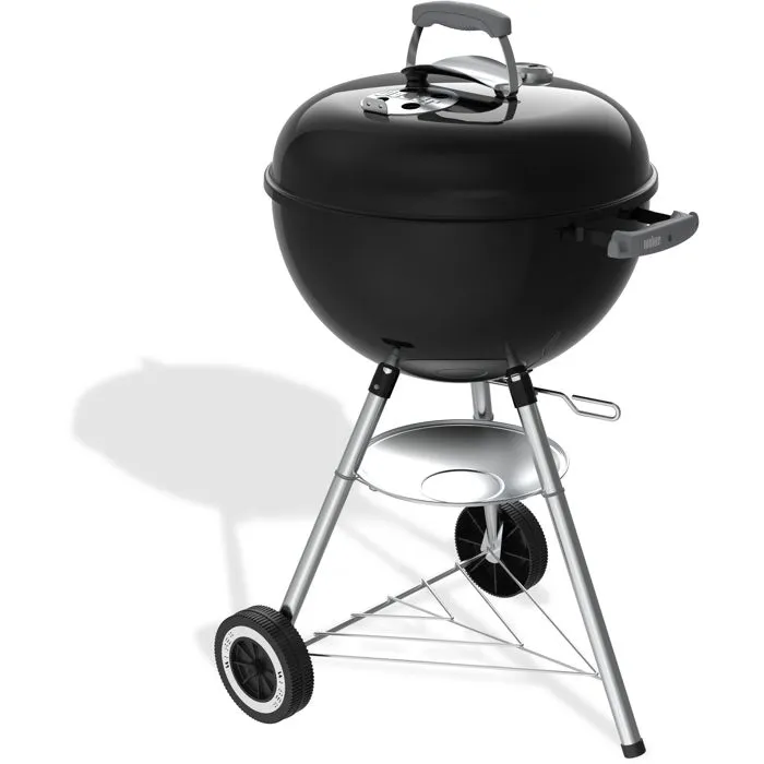 Weber Original Kettle 1502192 - Barbacoa de Carbón 47 cm, Termómetro Incorporado, Acero Esmaltado Negro, Para 6 Personas