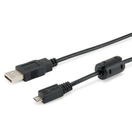 Equip 128551 Cable USB 2.0 A Macho a Micro-USB B Macho de 1.8m, Doble Blindaje, Plug and Play, Negro