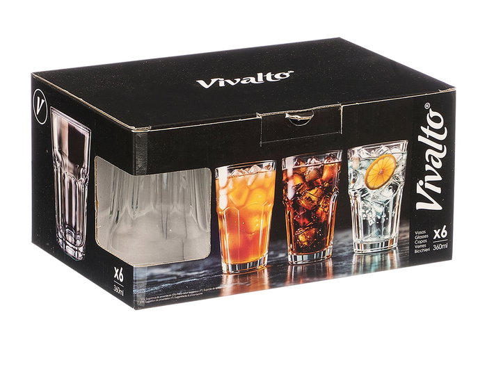 Vivalto Vaso Vidrio Transparente 360ml 8.5 x 12 x 8.5 cm (Set de 24)